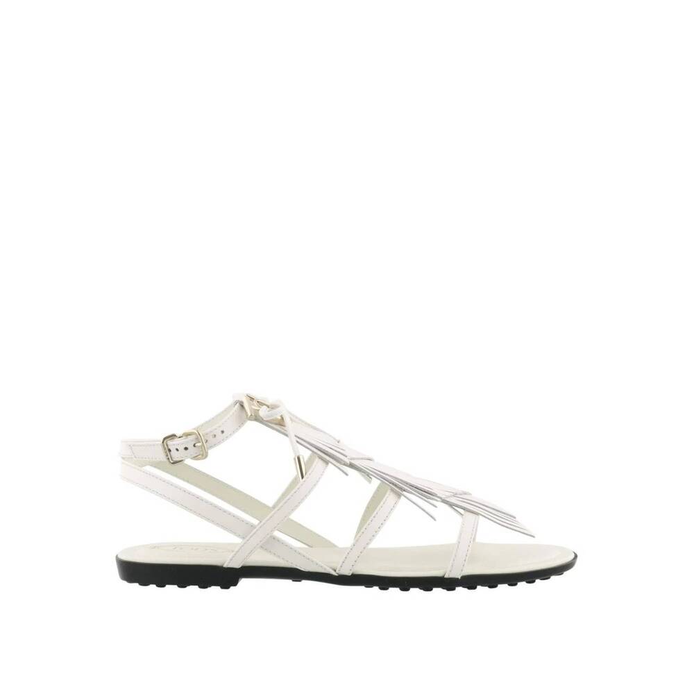 NEW TOD'S women's gomma leather sandals in white